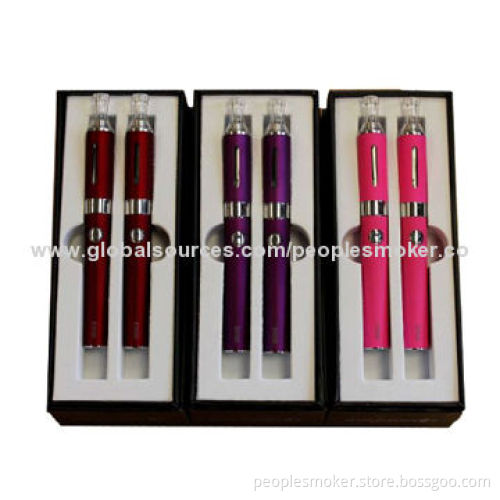 E-cigarettes with 2 x Cartomizers, 1 x USB Charger, 1 x Wall Charger, 1 x Empty Bottle